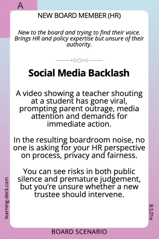 Scenario from a new member's perspective
