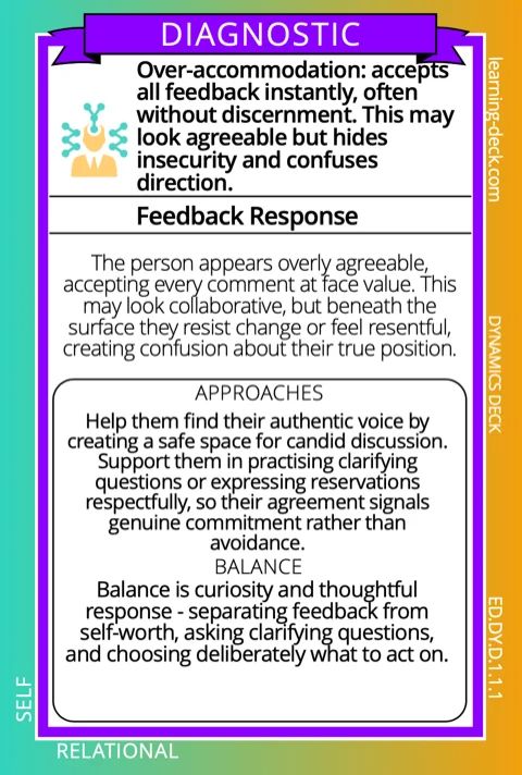 Sample Diagnostic card — feedback response