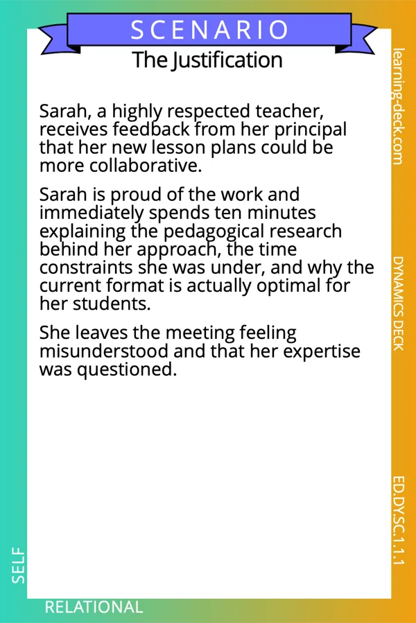 Sample Scenario card — front