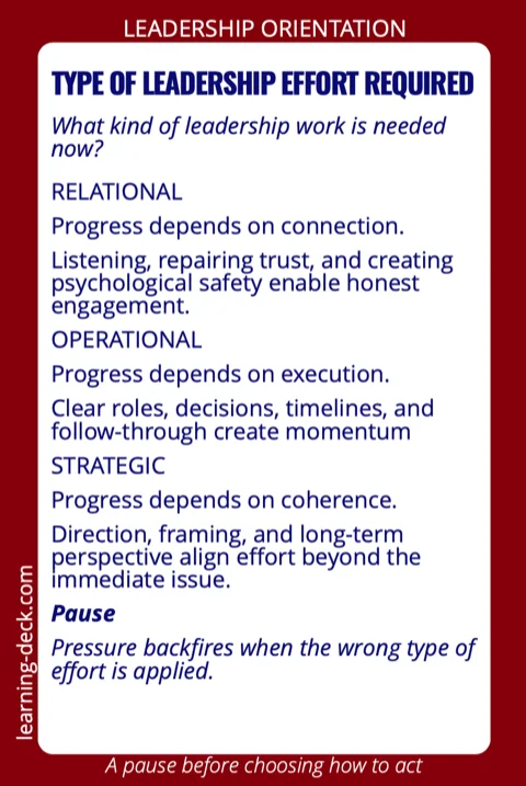 The LENS card — type of leadership effort