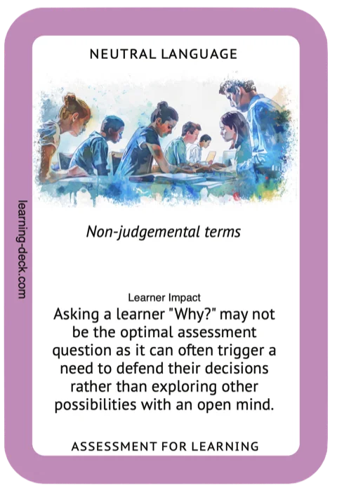 Sample card from Assessment for Learning set