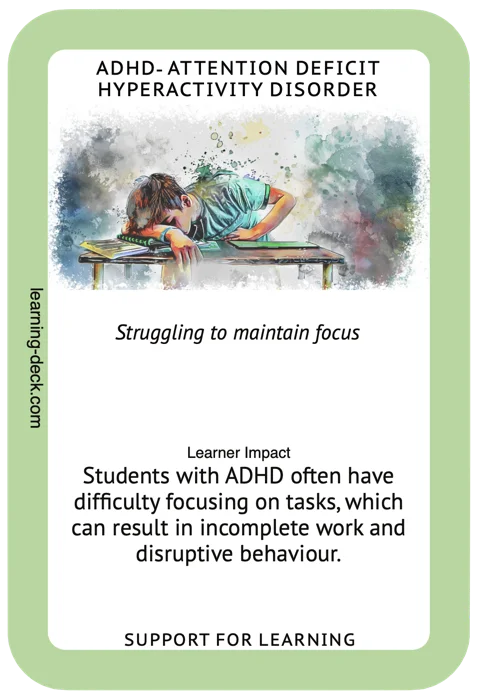 Sample card from Support for Learning set